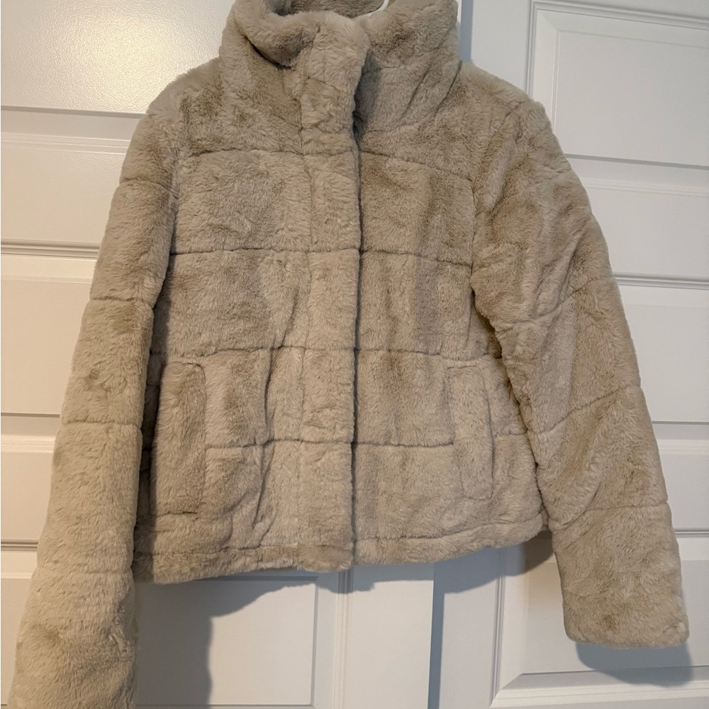 Altar'd State Cream Faux Fur Jacket